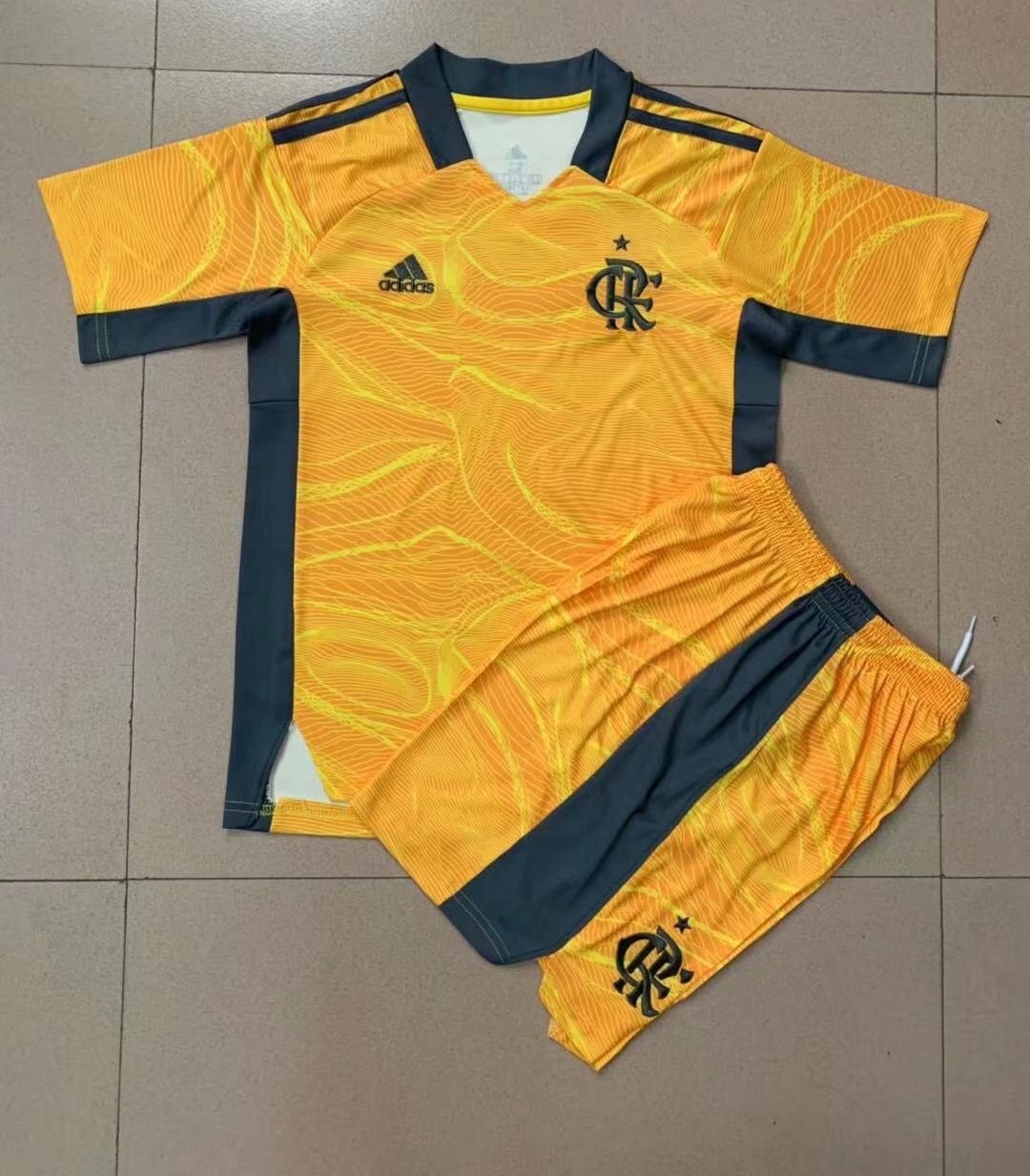 Kids-Flamengo 21/22 GK Yellow Soccer Jersey